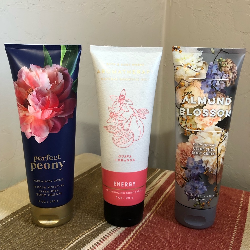 Bath & Body Works Perfect Peony Guava Orange Almond Blossom Body Cream Bundle